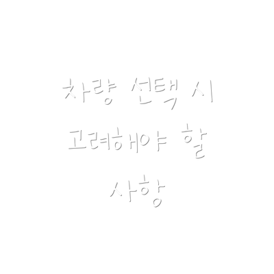 차량 선택 시 고려해야 할 사항