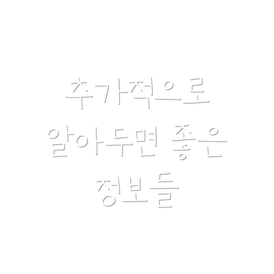 추가적으로 알아두면 좋은 정보들