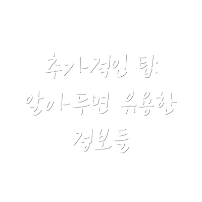 추가적인 팁: 알아두면 유용한 정보들
