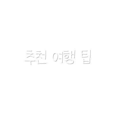 추천 여행 팁