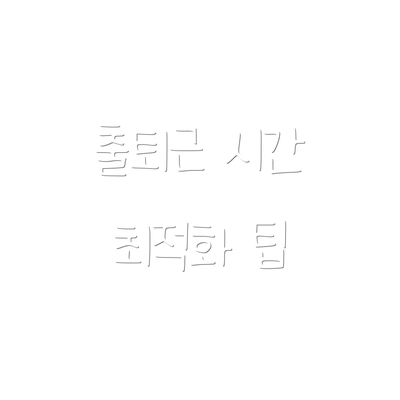 출퇴근 시간 최적화 팁