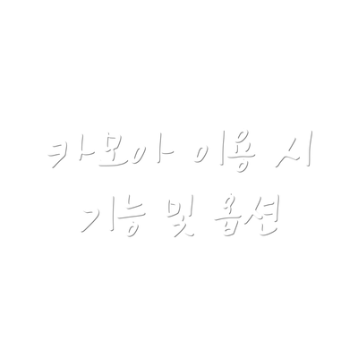 카모아 이용 시 기능 및 옵션