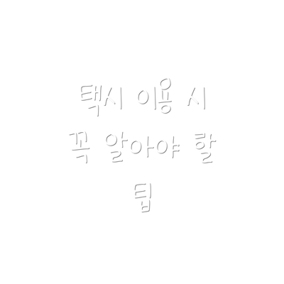 택시 이용 시 꼭 알아야 할 팁