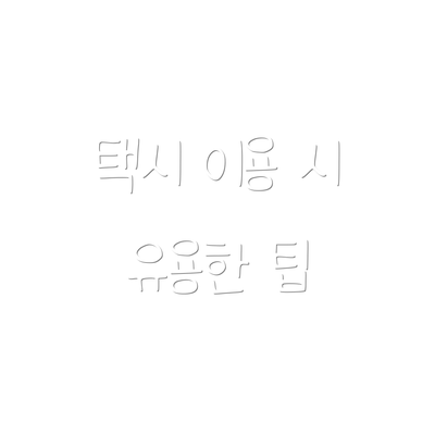 택시 이용 시 유용한 팁
