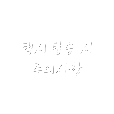 택시 탑승 시 주의사항