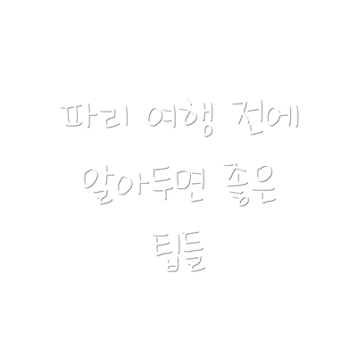 파리 여행 전에 알아두면 좋은 팁들
