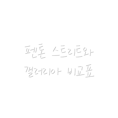 펜톤 스트리트와 갤러리아 비교표