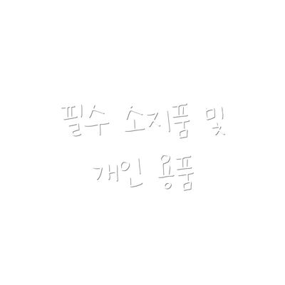 필수 소지품 및 개인 용품