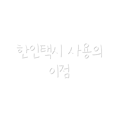 한인택시 사용의 이점