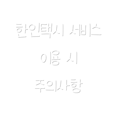 한인택시 서비스 이용 시 주의사항