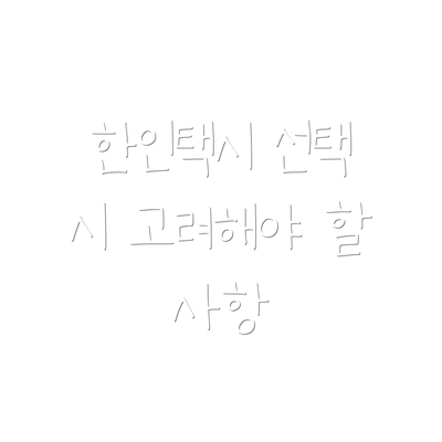 한인택시 선택 시 고려해야 할 사항