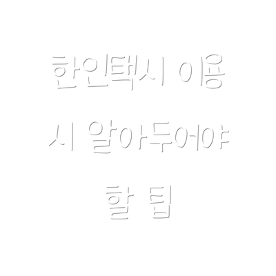 한인택시 이용 시 알아두어야 할 팁