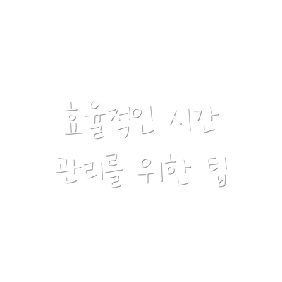 효율적인 시간 관리를 위한 팁