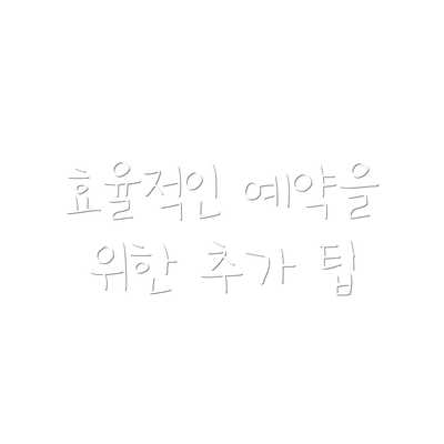 효율적인 예약을 위한 추가 팁