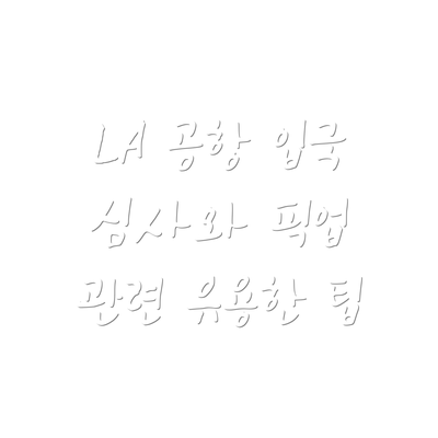 LA 공항 입국 심사와 픽업 관련 유용한 팁