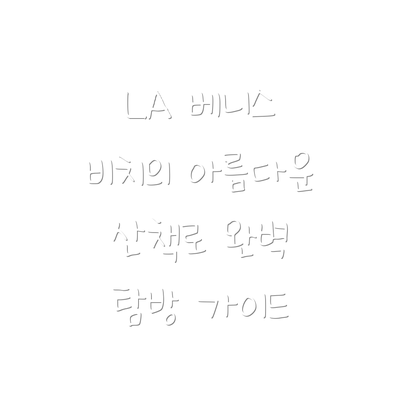 LA 베니스 비치의 아름다운 산책로 완벽 탐방 가이드