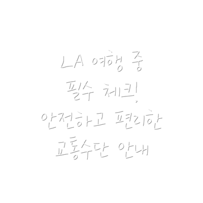 LA 여행 중 필수 체크! 안전하고 편리한 교통수단 안내