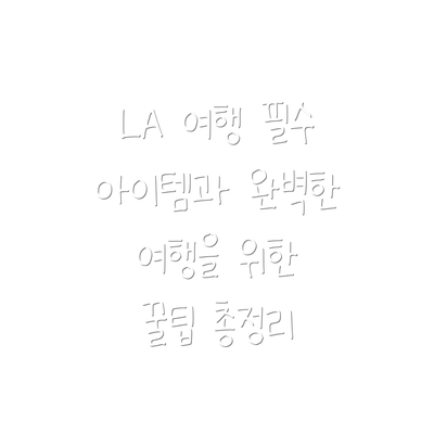 LA 여행 필수 아이템과 완벽한 여행을 위한 꿀팁 총정리