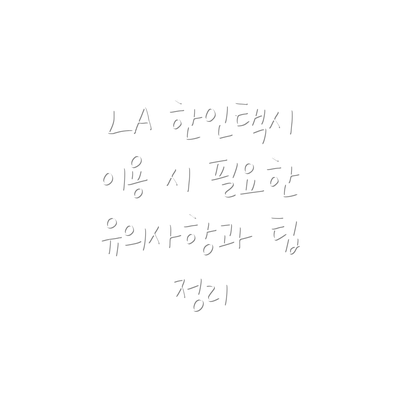 LA 한인택시 이용 시 필요한 유의사항과 팁 정리
