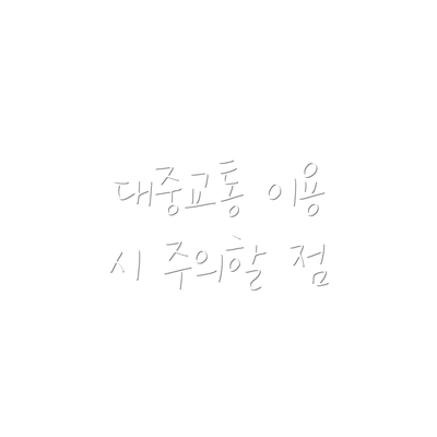 대중교통 이용 시 주의할 점