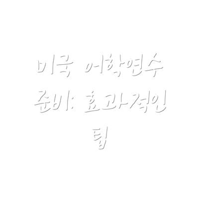 미국 어학연수 준비: 효과적인 팁