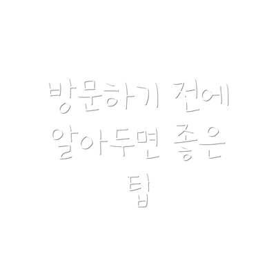 방문하기 전에 알아두면 좋은 팁