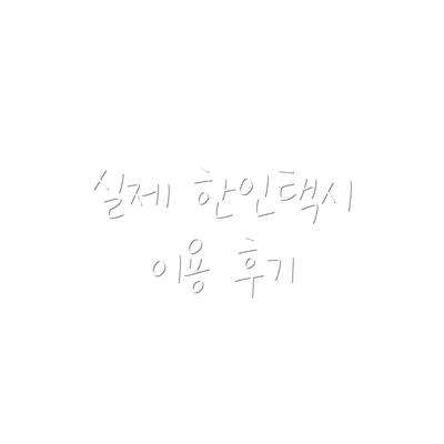 실제 한인택시 이용 후기
