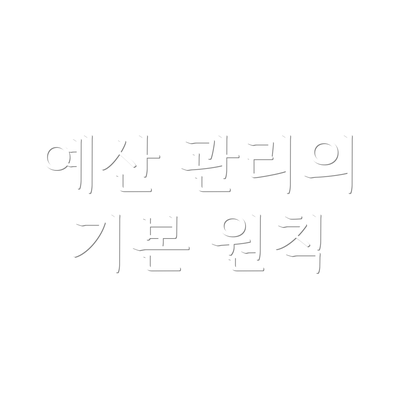 예산 관리의 기본 원칙